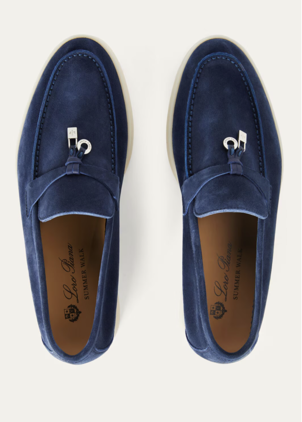 Loro Piana Summer Walk Navy Blue Loafers - Image 4