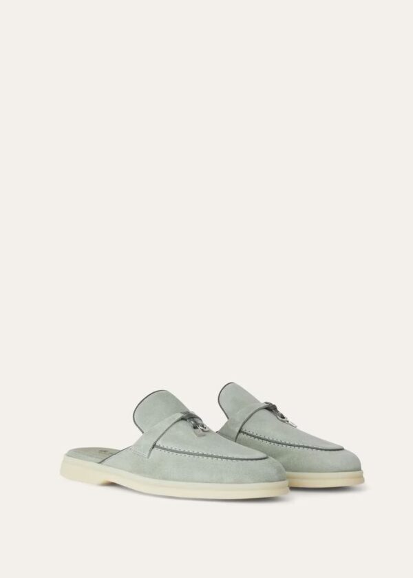 Loro Piana Summer Charms Walk Babouche Loafers Eucalyptus