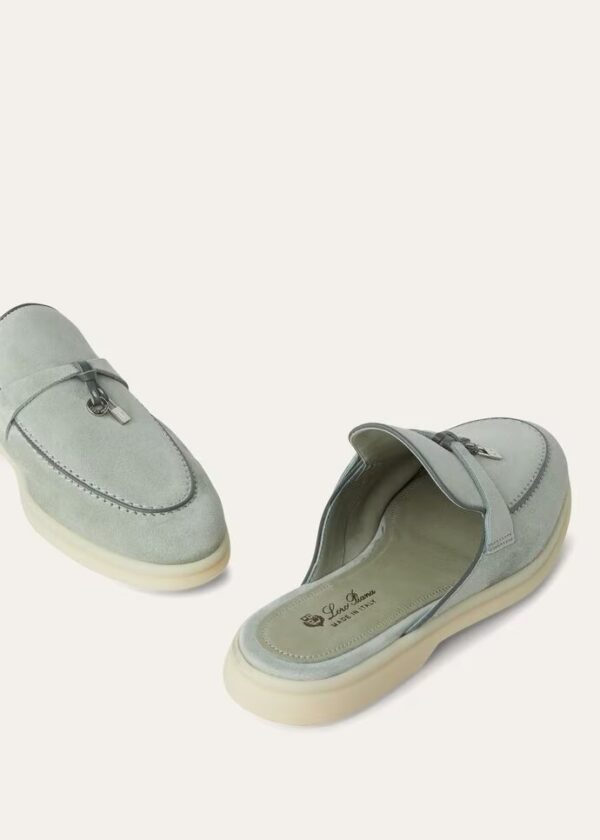 Loro Piana Summer Charms Walk Babouche Loafers Eucalyptus - Image 6