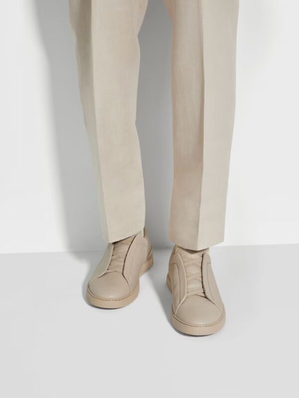 Zegna Beige Deerskin Triple Stitch™ Sneakers - Image 3
