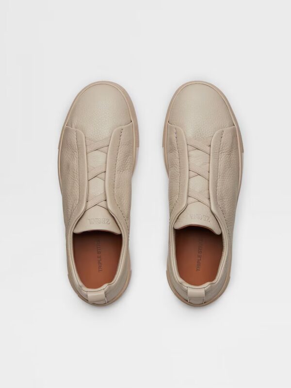 Zegna Beige Deerskin Triple Stitch™ Sneakers - Image 4
